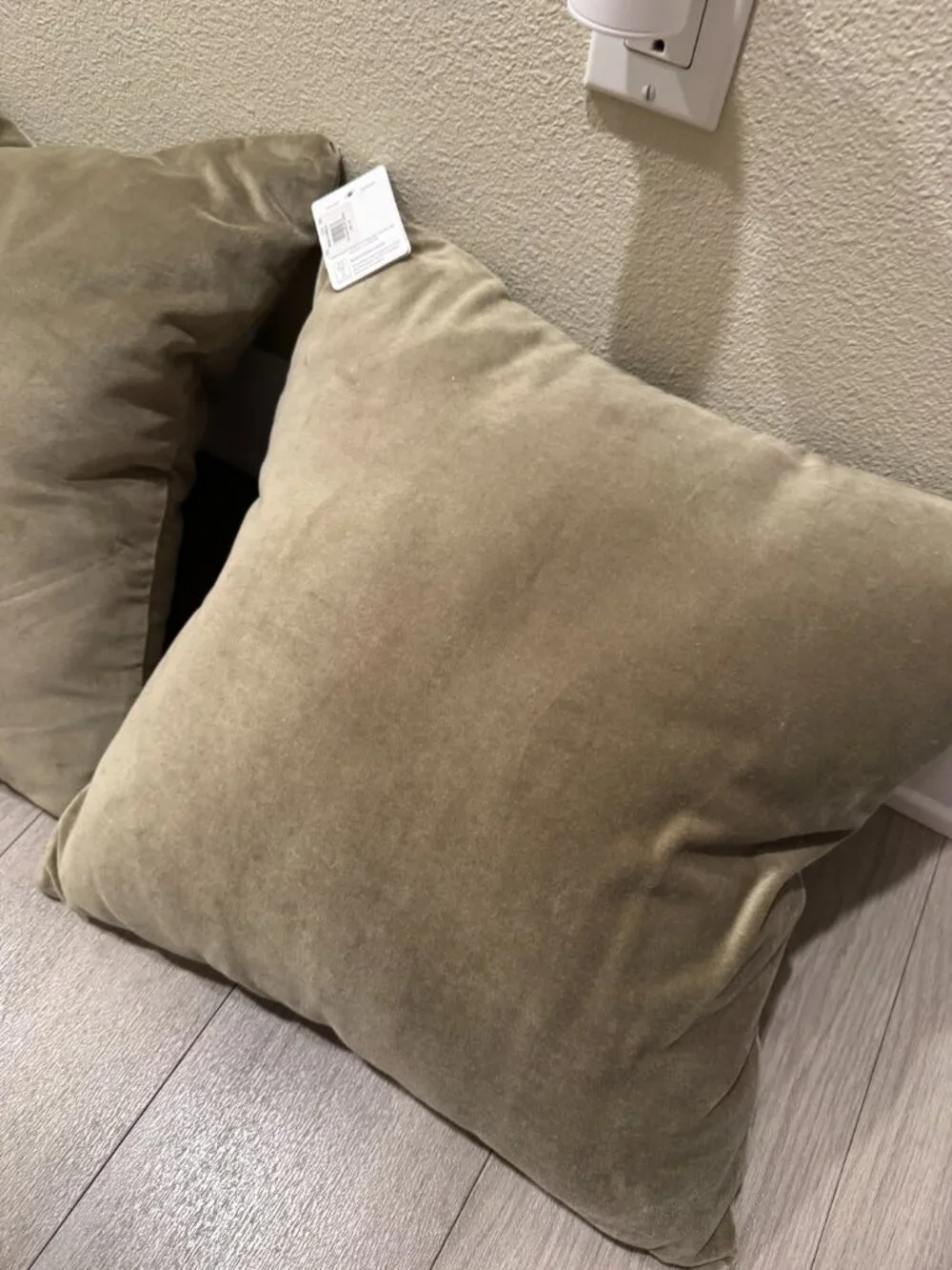 Pottery Barn Olive Green Velvet Throw Pillow Pair